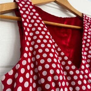 OOAK 🍒 Red Polka Dot Sleeveless Custom Cotton Retro Dress - Small